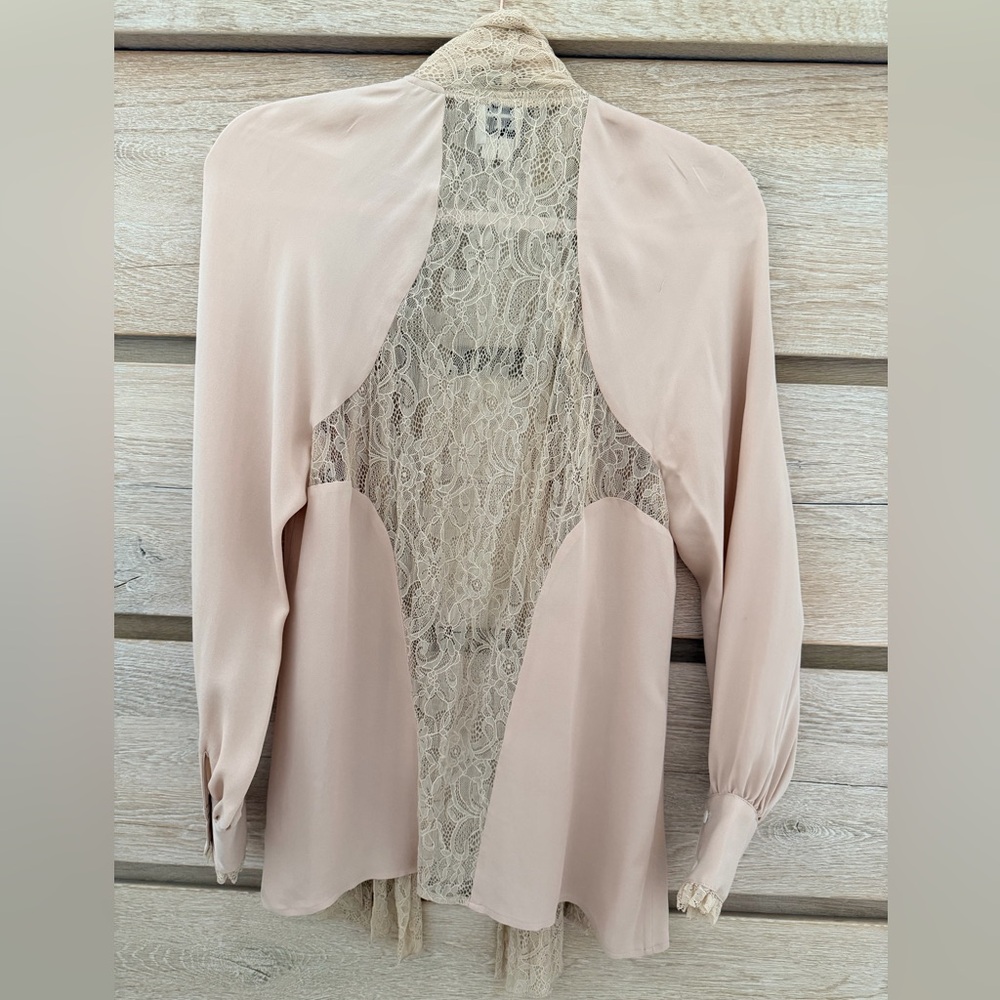 Haute Hippie Beige Silk Lace Blouse - Picture 4 of 4
